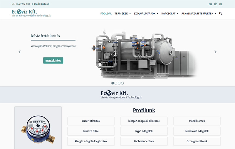 Ecovíz Kft. komplex vállalati weboldal (folyamatban)